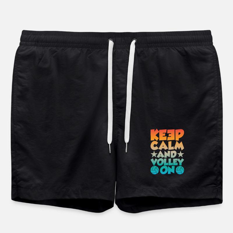 Keep Calm and Volley on - Swim Trunks - black
