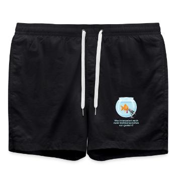 Politiker Goldfisch Wahlversprechen Amnesie Satire - Badeshorts - Schwarz - Vorne - AI Model Male 185 light (185cm)