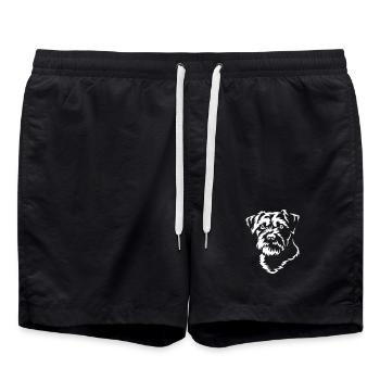 Border Terrier Kopf "Black Edition" - Badeshorts - Schwarz - Vorne - AI Model Male 185 light (185cm)