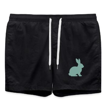 Kaninchen Silhouette  - Badeshorts - Schwarz - Vorne - AI Model Male 185 light (185cm)