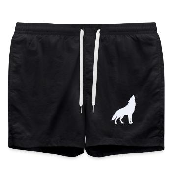 Silhouette de loup au clair de lune - Short de bain - noir - Devant - AI Model Male 185 light (185cm)