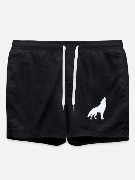 Wolf Silhouette Moonlight - Swim Trunks - black