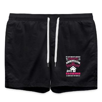 Gleichzeitig Prinzessin und Bauherrin - Badeshorts - Schwarz - Vorne - AI Model Male 185 light (185cm)
