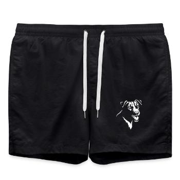 Jack Russell Terrier Kopf "Black Edition" - Badeshorts - Schwarz - Vorne - AI Model Male 185 light (185cm)