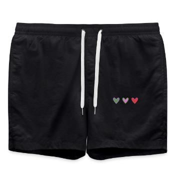 HEART. COUPLE. JUST MARRIED. bachelorette party. SAINT VALENTINE. - Swim Trunks - black - Front - AI Model Male 185 light (185cm)