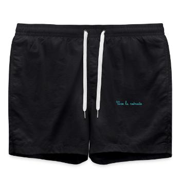 RETIREMENT. HAPPY RETIREMENT. HAPPY RETIREMENT - Swim Trunks - black - Front - AI Model Male 185 light (185cm)