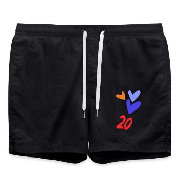 20. 20 JAHRE. 20-JÄHRIGES JUBILÄUM. 20-JÄHRIGES JUBILÄUM. - Badeshorts - Schwarz - Vorne - AI Model Male 185 light (185cm)