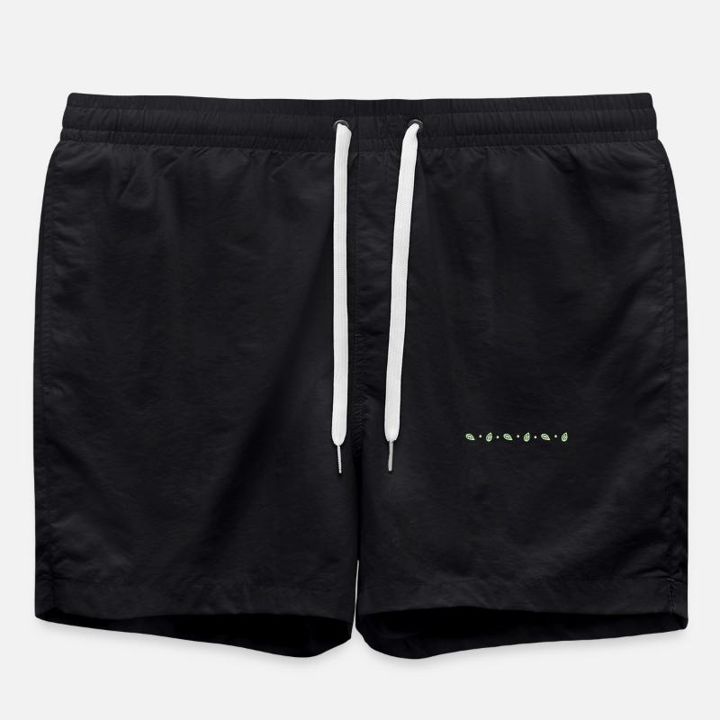 Small Leaves Line - Swim Trunks - black