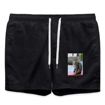 chat, chaton - Short de bain - noir - Devant - AI Model Male 185 light (185cm)