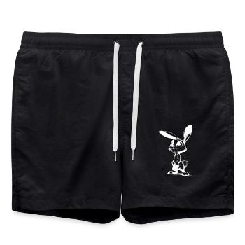 Cute rabbit with big eyes and ears - Swim Trunks - black - Front - AI Model Male 185 light (185cm)