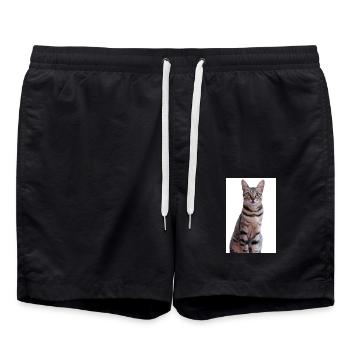 Cat Kitten - Swim Trunks - black - Front - AI Model Male 185 light (185cm)