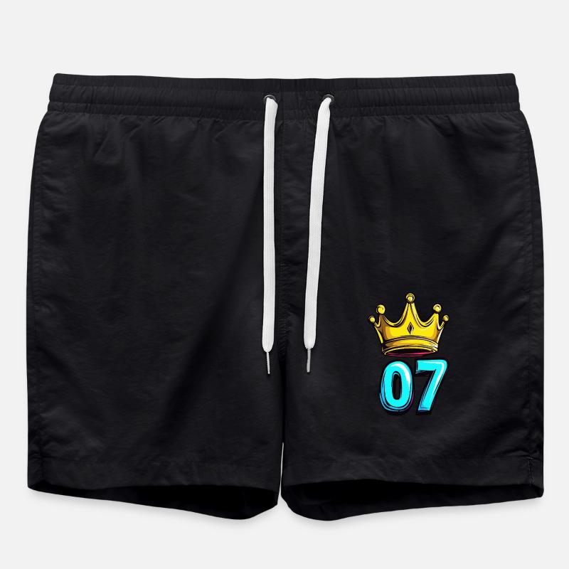 7 Number Crown - Swim Trunks - black