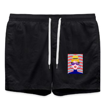 WIFE. DAUGHTER. ADOLESCENT. WOMEN'S DAY - Swim Trunks - black - Front - AI Model Male 185 light (185cm)