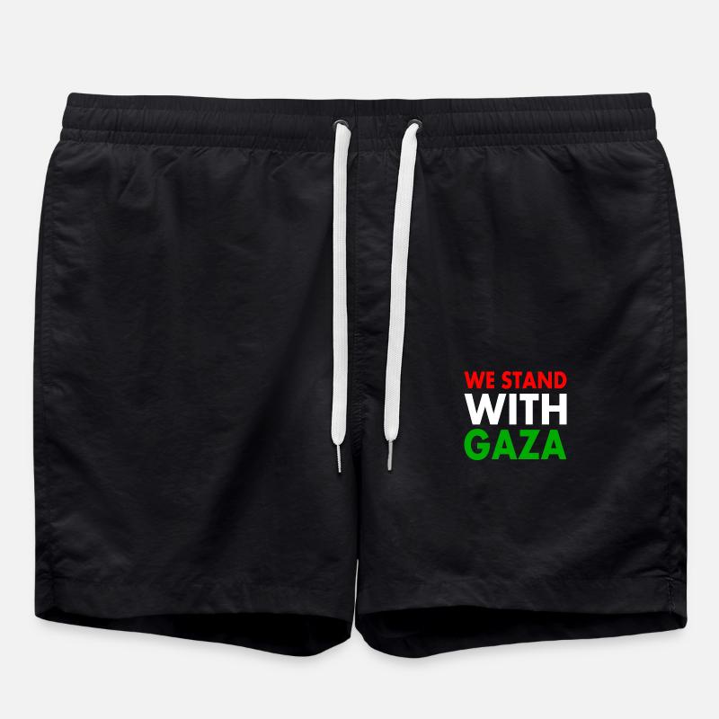 We stand with gaza - Swim Trunks - black