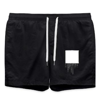 Carré carré texte gris champ Panneau R - Short de bain - noir - Devant - AI Model Male 185 light (185cm)