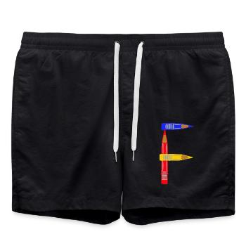 crayons de couleur f - Short de bain - noir - Devant - AI Model Male 185 light (185cm)