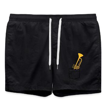 Trompette de sac de poitrine sur la route - Short de bain - noir - Devant - AI Model Male 185 light (185cm)
