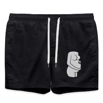 Schwangere Frau hält Bauch - Badeshorts - Schwarz - Vorne - AI Model Male 185 light (185cm)