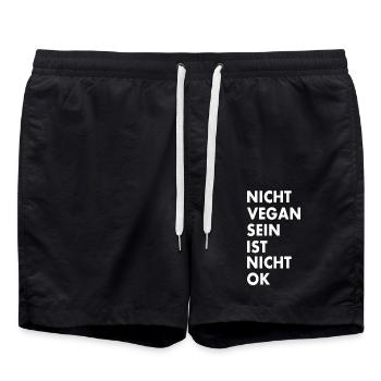 nicht vegan sein ist nicht ok - Badeshorts - Schwarz - Vorne - AI Model Male 185 light (185cm)