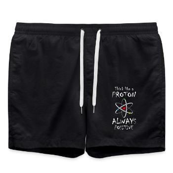 Think Like A Proton And Stay Positive Science - Badeshorts - Schwarz - Vorne - AI Model Male 185 light (185cm)