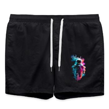 Astronaute parmi les couleurs du cosmos ✨ - Short de bain - noir - Devant - AI Model Male 185 light (185cm)