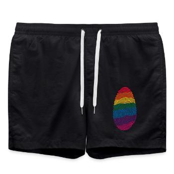 Buntes Regenbogen-Fingerabdruck-Kunst-Design - Badeshorts - Schwarz - Vorne - AI Model Male 185 light (185cm)