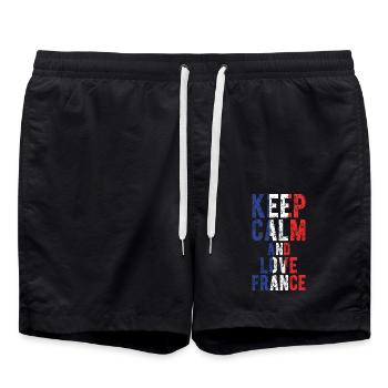 keep calm and love france - Short de bain - noir - Devant - AI Model Male 185 light (185cm)