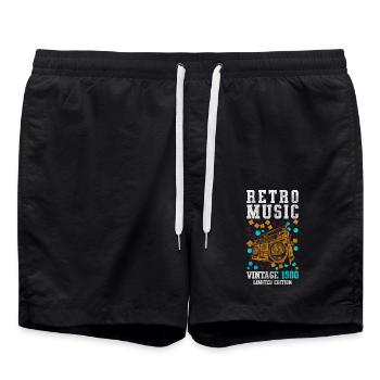 Retro Cassette Radio 80s Party - Swim Trunks - black - Front - AI Model Male 185 light (185cm)