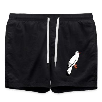 Vogel sitzt süß Käfig Ast Haustier lieber Papagei - Badeshorts - Schwarz - Vorne - AI Model Male 185 light (185cm)