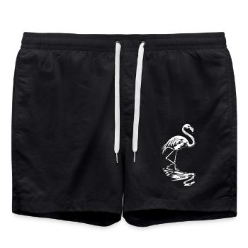 Flamingo Refelction Summer Beach Sun Tropical - Swim Trunks - black - Front - AI Model Male 185 light (185cm)