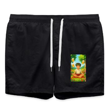 Méditation sur le jus de pomme - Short de bain - noir - Devant - AI Model Male 185 light (185cm)