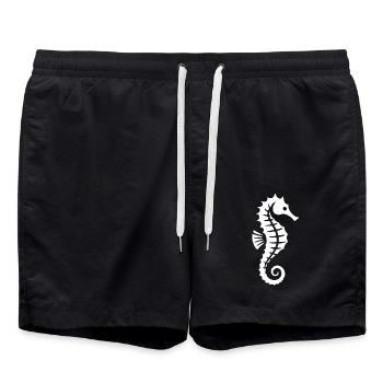 Seepferdchen | Schwimmabzeichen - Badeshorts - Schwarz - Vorne - AI Model Male 185 light (185cm)