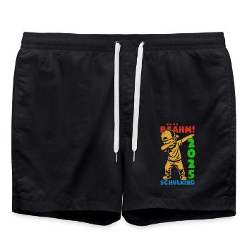 BÄÄHM! Schulkind 2025 - Erste Klasse - Einschulung - Badeshorts - Schwarz - Vorne - AI Model Male 185 light (185cm)
