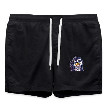 Cute Penguin Shows Teeth Joy Cartoon Peace - Swim Trunks - black - Front - AI Model Male 185 light (185cm)