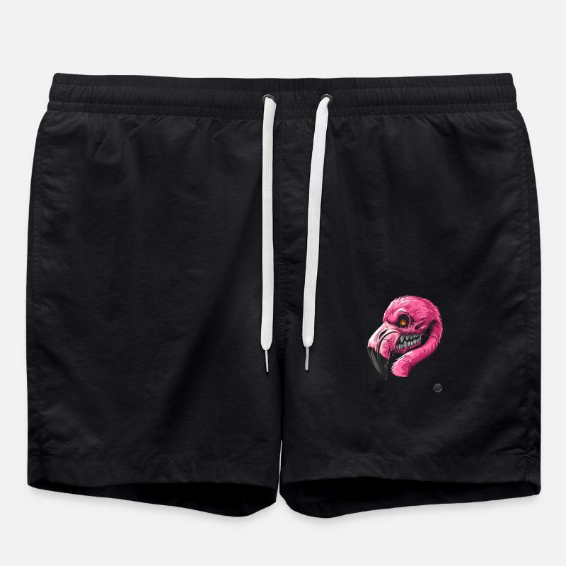 Flamingo Zombie : Crâne rose Flamingo - Short de bain - noir