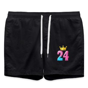 24 Number Jersey Crown - Swim Trunks - black - Front - AI Model Male 185 light (185cm)