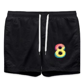 Bande dessinée à 8 chiffres - Short de bain - noir - Devant - AI Model Male 185 light (185cm)