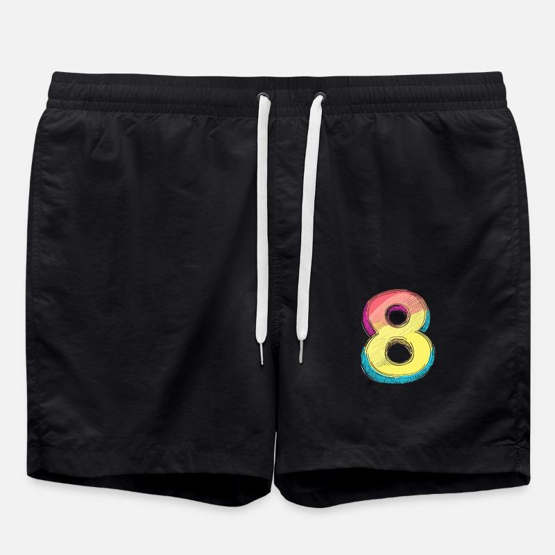 8 Number Comic - Swim Trunks - black