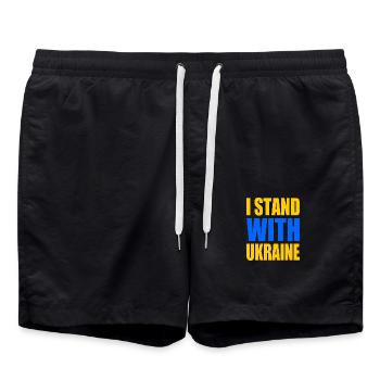 I stand with ukraine - Short de bain - noir - Devant - AI Model Male 185 light (185cm)