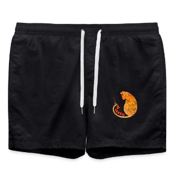 katze mit eiffelturm e 266 - Badeshorts - Schwarz - Vorne - AI Model Male 185 light (185cm)
