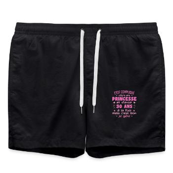 Femme Princesse Anniversaire 30 Ans - Short de bain - noir - Devant - AI Model Male 185 light (185cm)