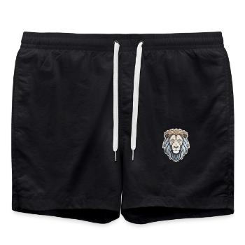 Löwe Kopf Löwenmähne - Badeshorts - Schwarz - Vorne - AI Model Male 185 light (185cm)
