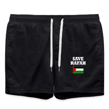 Save rafah - Swim Trunks - black - Front - AI Model Male 185 light (185cm)