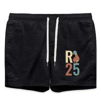 R Ente - Rente 2025 Geschenk - Badeshorts - Schwarz - Vorne - AI Model Male 185 light (185cm)