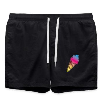 Eis Rahmen Verlauf farbenfroh Sommer Eiswaffel Ice - Badeshorts - Schwarz - Vorne - AI Model Male 185 light (185cm)