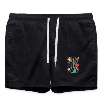 Symphonie de guitare colorée - Short de bain - noir - Devant - AI Model Male 185 light (185cm)
