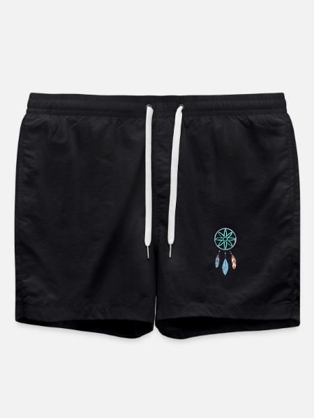 Boho Traumfänger Azurblüten schmuck - Badeshorts - Schwarz