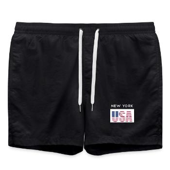 New York, États-Unis, États-Unis T-shirt NYC - Short de bain - noir - Devant - AI Model Male 185 light (185cm)