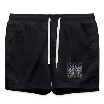 Points abstraits / Ligne / blanc / motif - Short de bain - noir - Devant - AI Model Male 185 light (185cm)