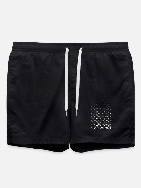 Abstract points / line / white / pattern - Swim Trunks - black
